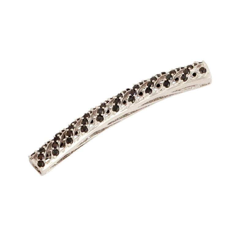 Micro Pave CZ Curved Tube Beads