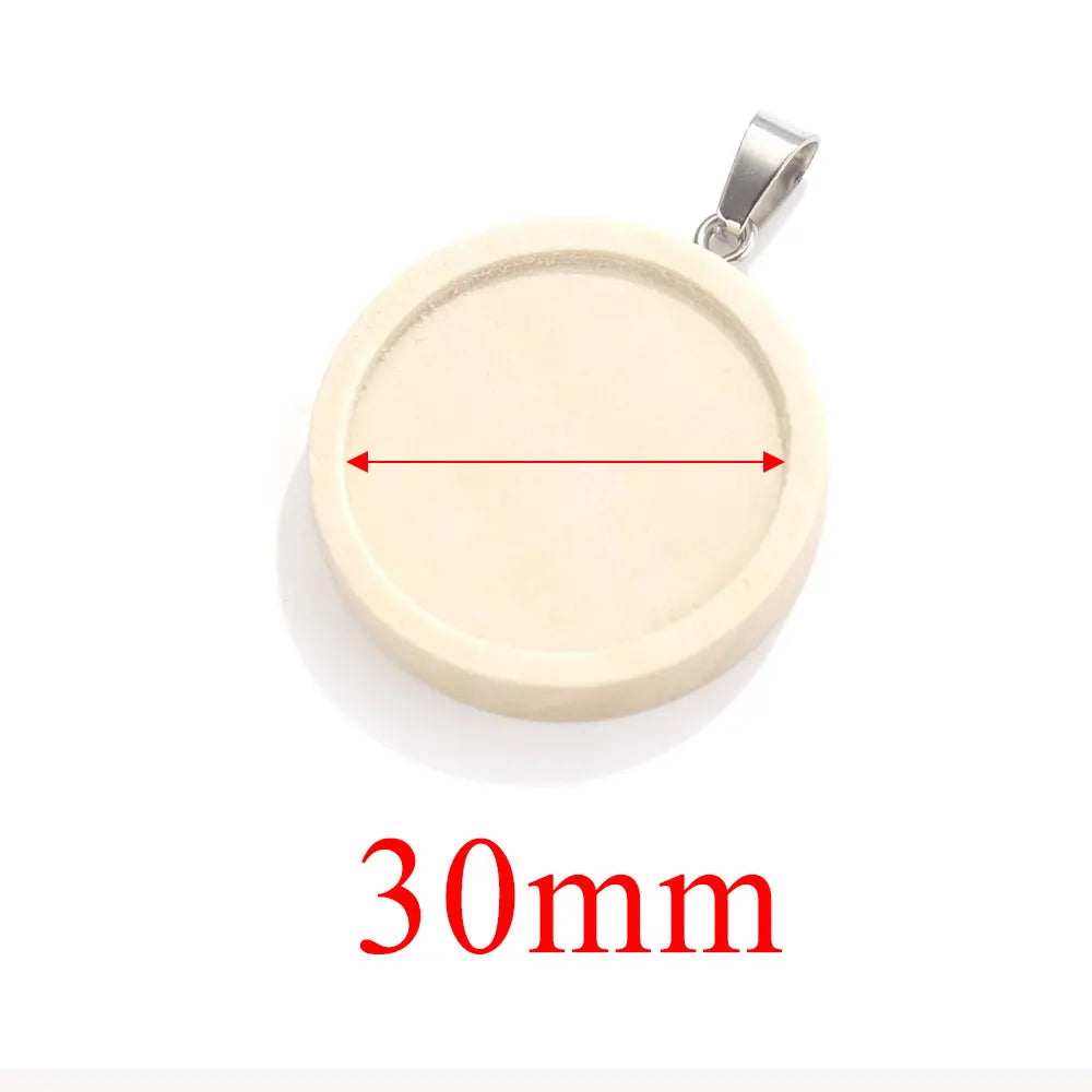 Wood Round Cabochon Base, Blank Settings, 20-25-30mm, 10pcs