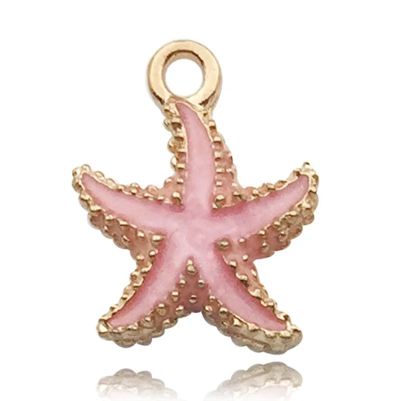 Underwater Enamel Charm Collection, Starfish & Shells, 10pcs