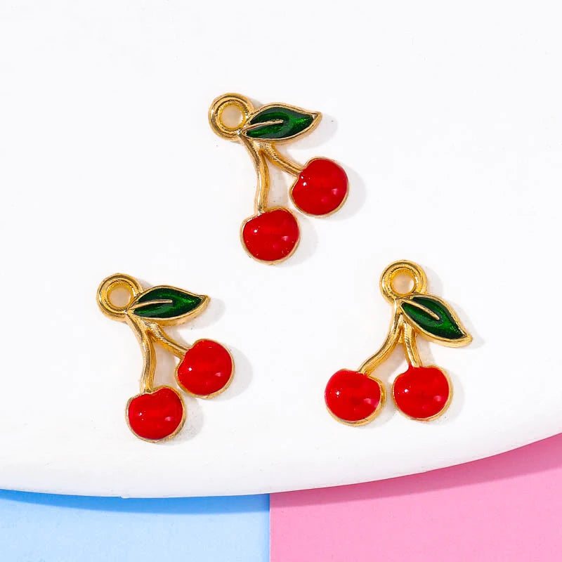 Enamel Strawberry & Friends Resin Charms 10Pcs