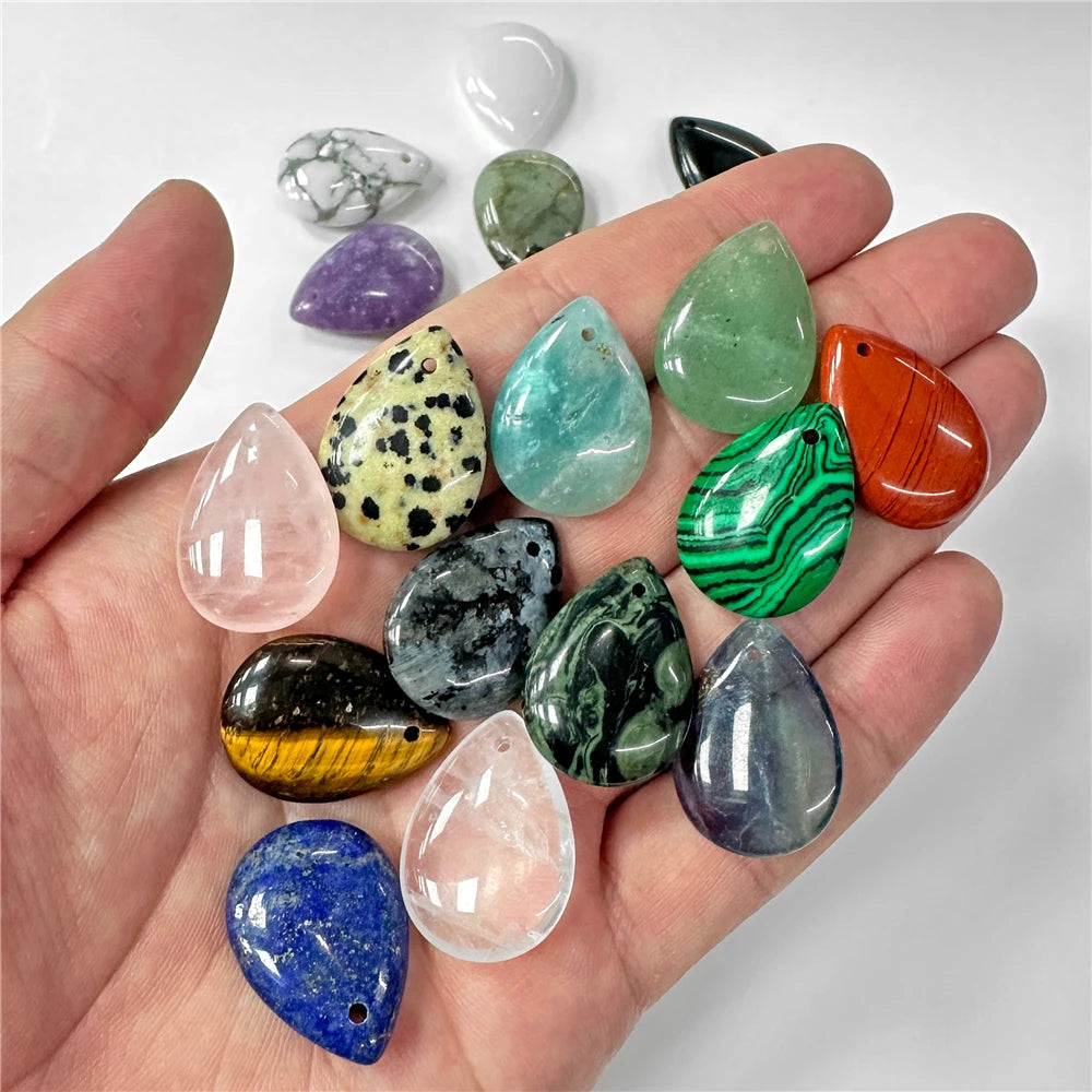 Gemstone Water Drop Top Driled Pendants, 18X25MM