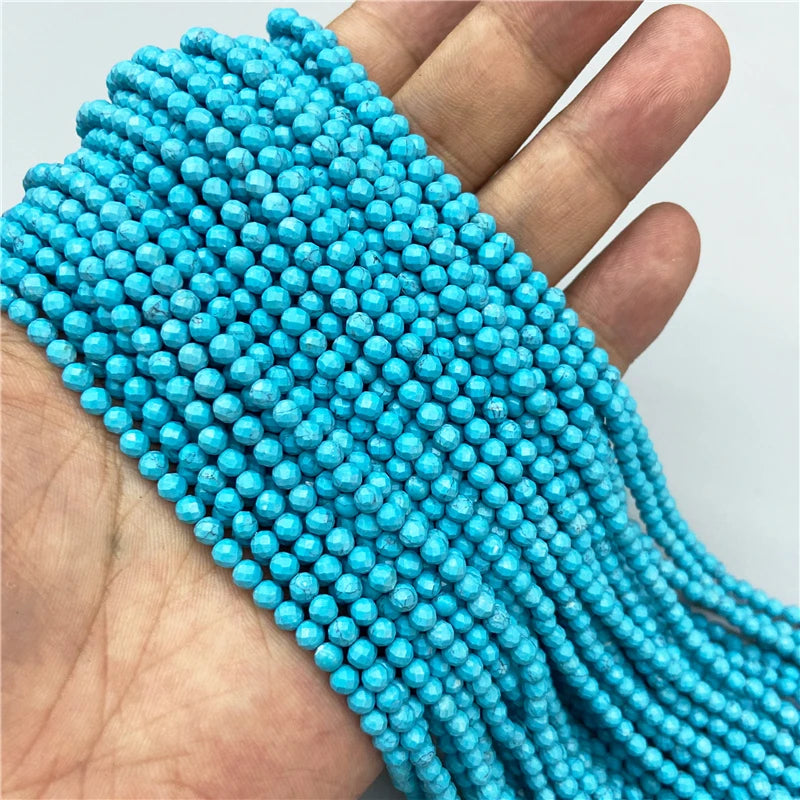 Ocean Gemstone Beads, Tiny Natural Blue Aquamarine, Amazonite, Apatite, Lapis, Turquoise Accents 2 3 4 mm