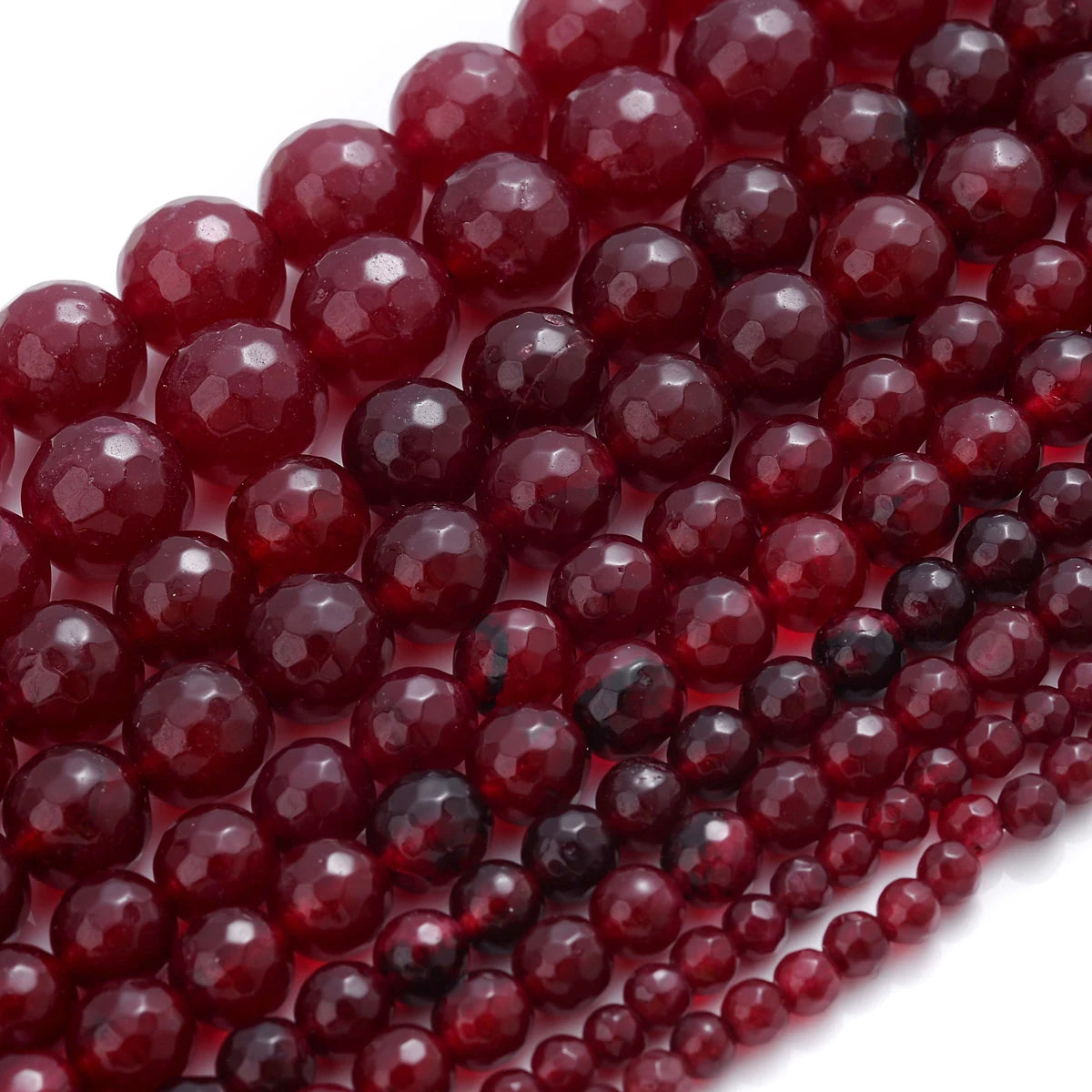 Natural Faceted Ruby Jade Chalcedony Beads, 4/6/8/10/12mm, 15" Strand