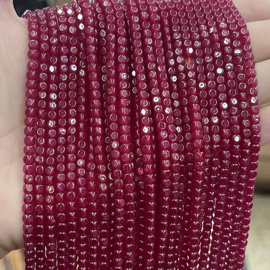 5A Ruby 2/3mm square loose gemstone beads 38cm