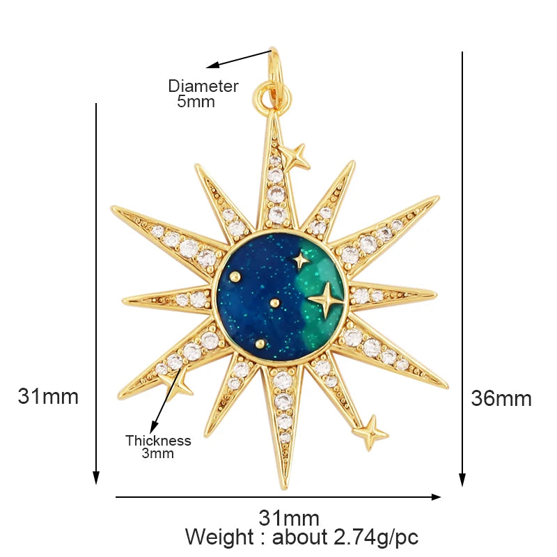 Celestial 18K Gold Inlaid Cubic Zirconia Charm Collection