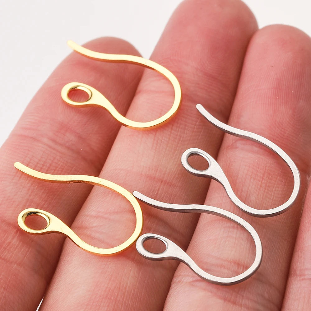 Gold-Plated Earring Hooks, Stainless Steel Ear Wires, 20pcs