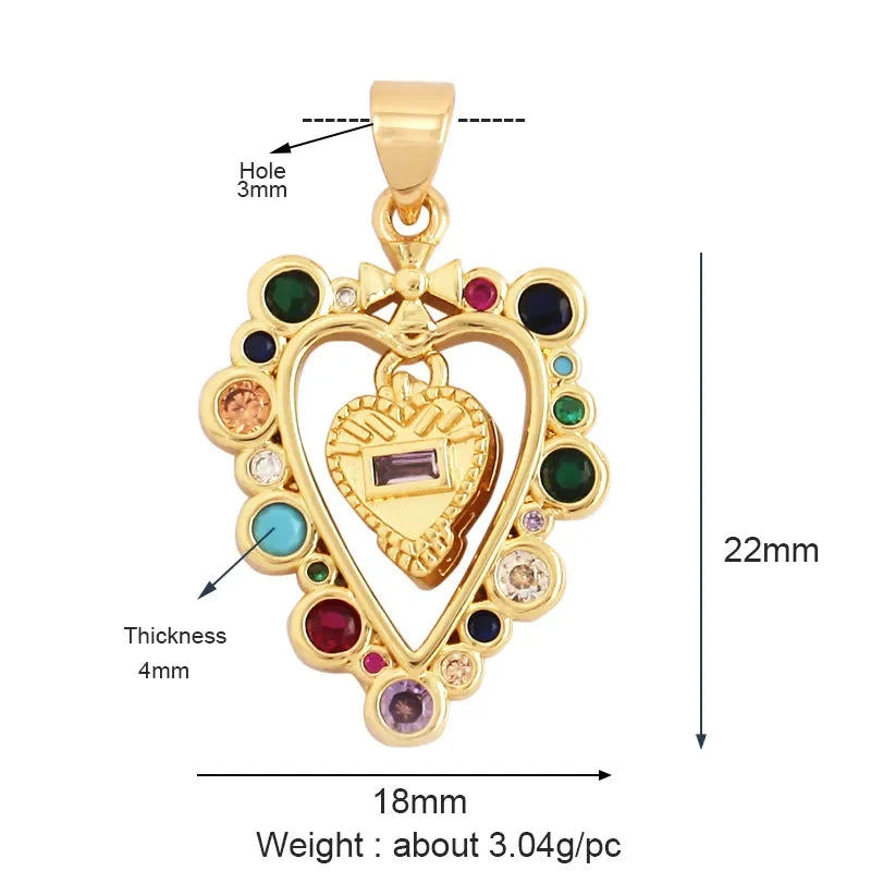 Sacred Red Heart Charm Collection, 18K Gold Plated