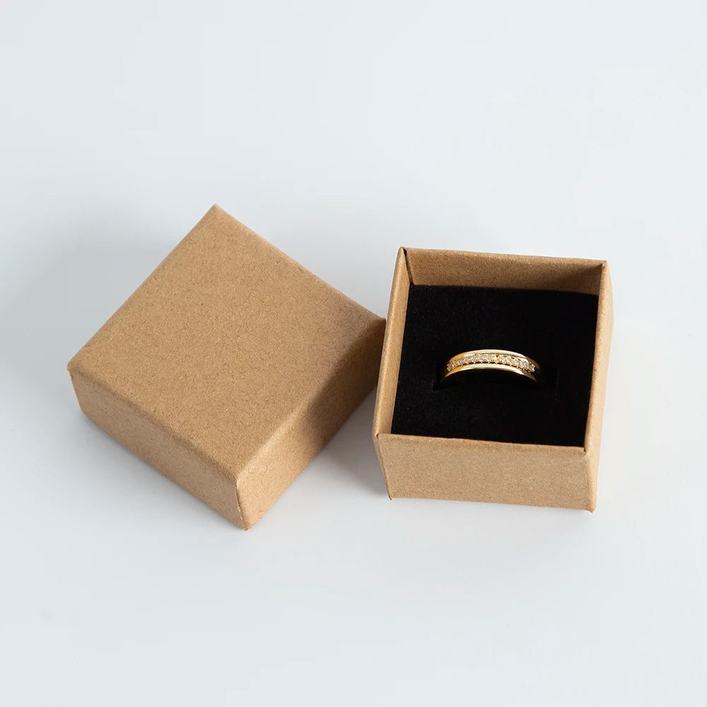 Ring Boxes 4x4x3cm Brown Kraft Gift Cardboard Boxes with sponge, 10pack