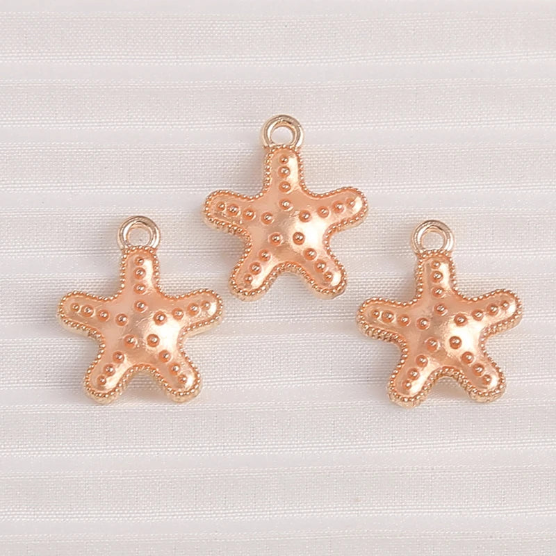 Seashell Lore Enamel Charm Collection, Starfish, Shells with Pearls, 10pc