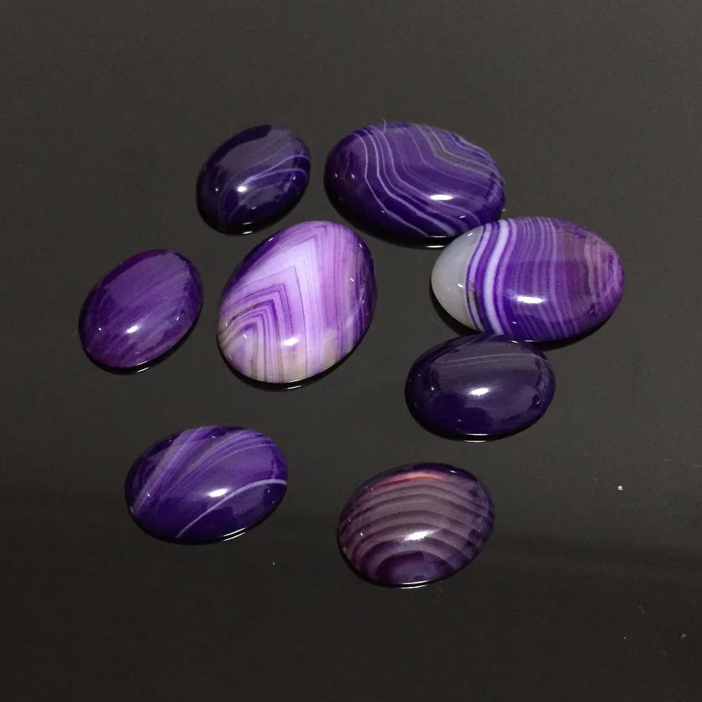 Purple Lace Agate Oval Cabochons, 13x18/18x25mm