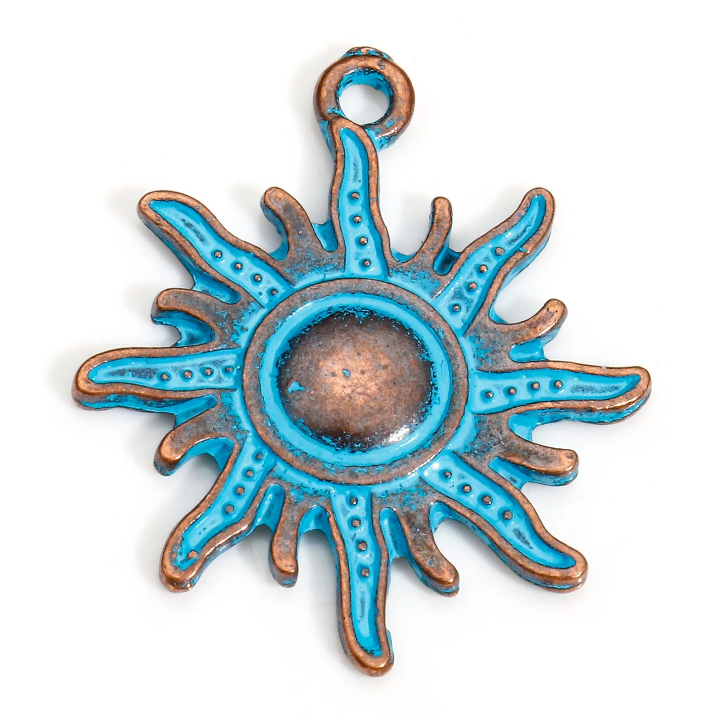 Bohemian Ocean Jewelry Charms  in Antique Copper Blue Patina 20pcs