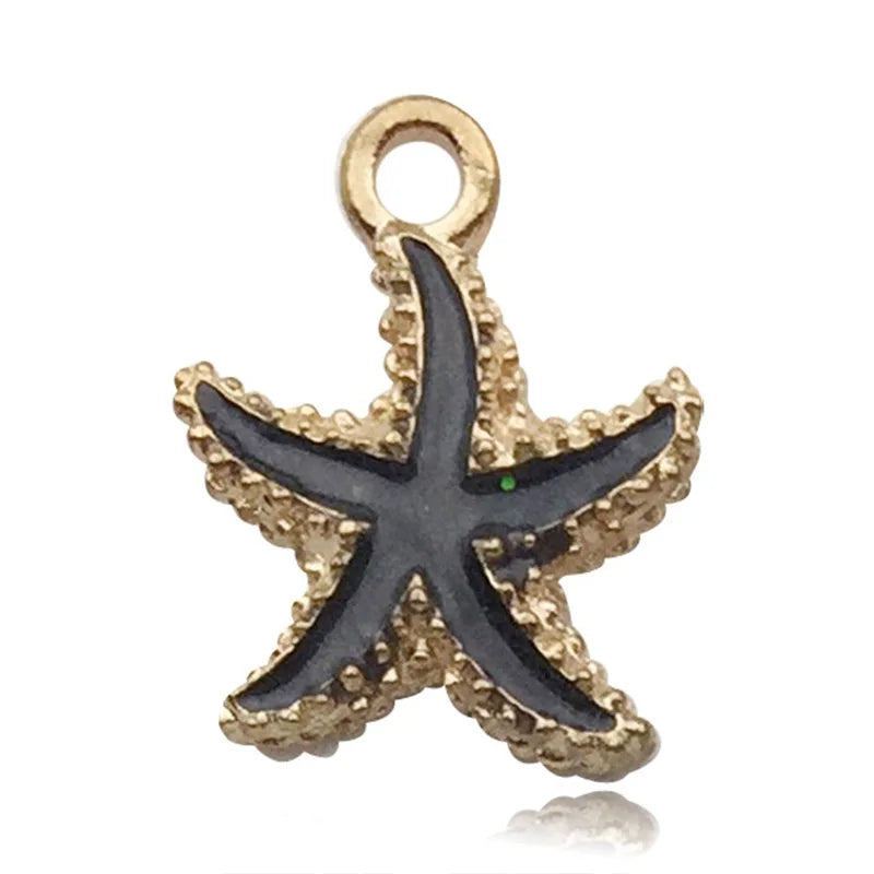 Underwater Enamel Charm Collection, Starfish & Shells, 10pcs