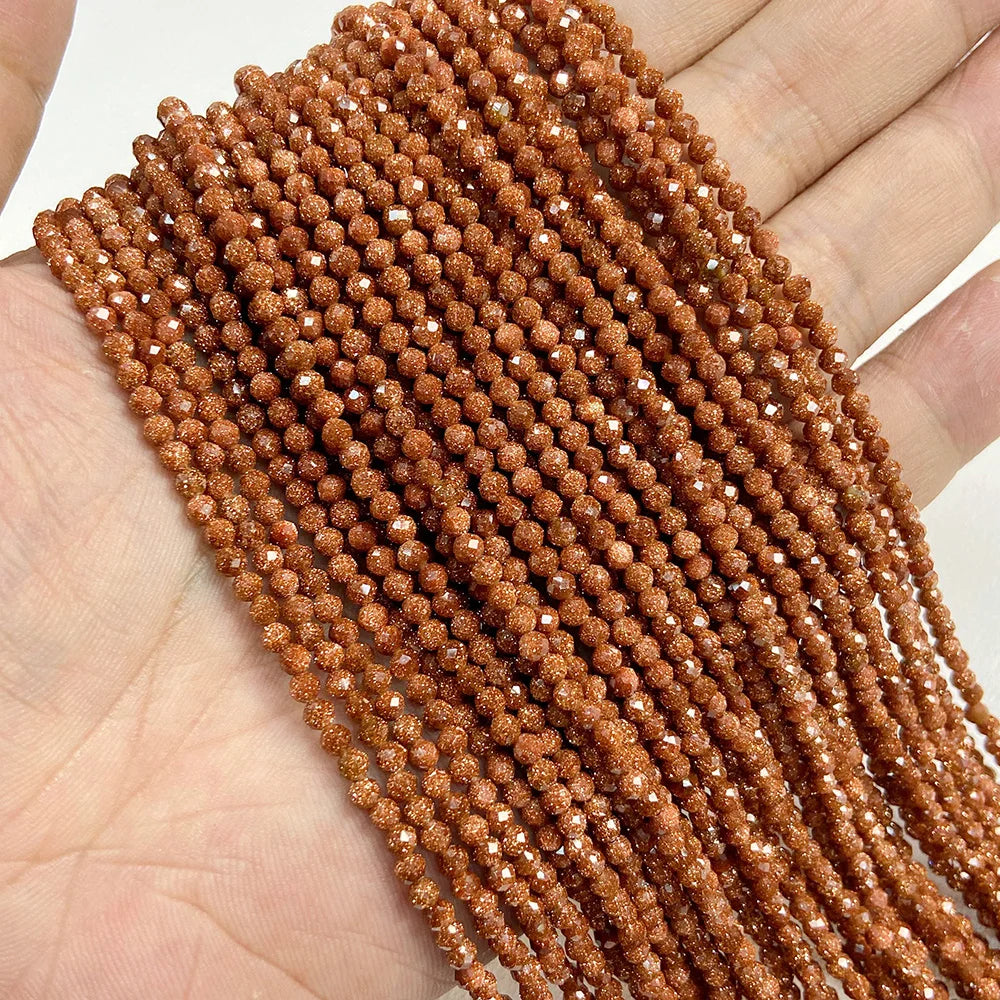 Natural Gemstone Beads in Yellow + Orange,  2 3 4 MM, 15"