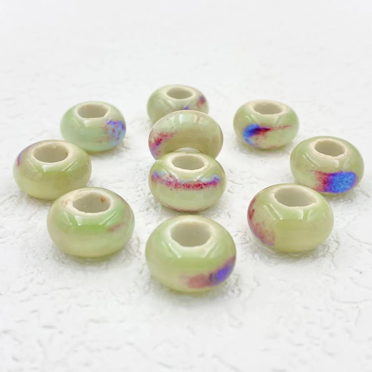 Big Hole Ceramic Spacer Beads, 10PCS