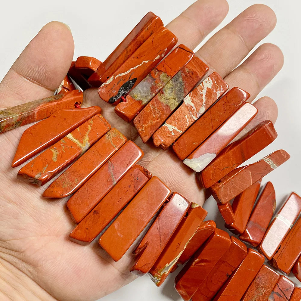 Irregular Natural Red Stone Top Drilled Beads, Flat, Sliced Point Beads 25mm