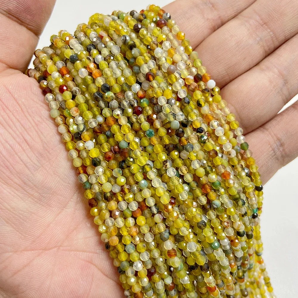 Natural Gemstone Beads in Yellow + Orange,  2 3 4 MM, 15"