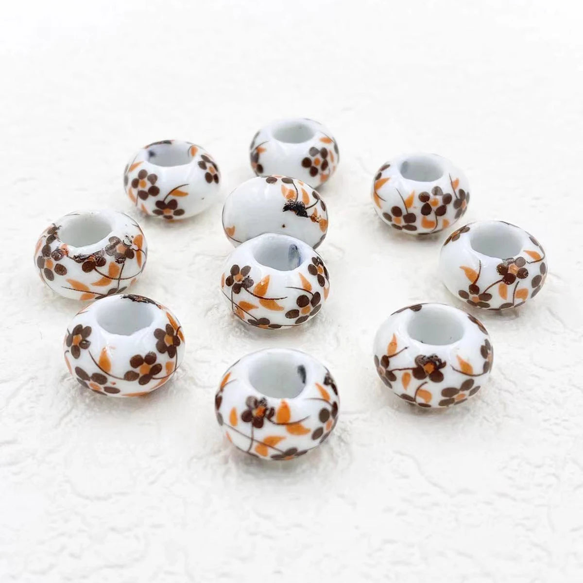 Big Hole Ceramic Spacer Beads, 10PCS