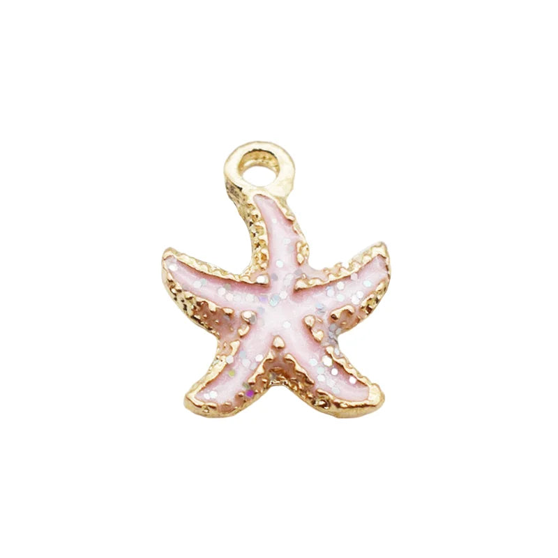 Sea Shells & Starfish Enamel Charm Collection, 10pcs