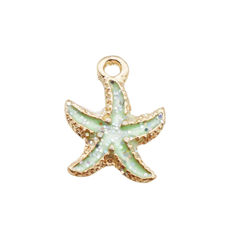 Sea Shells & Starfish Enamel Charm Collection, 10pcs