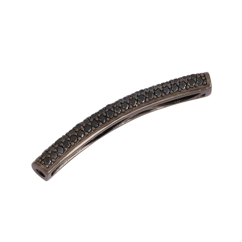 Micro Pave CZ Curved Tube Beads