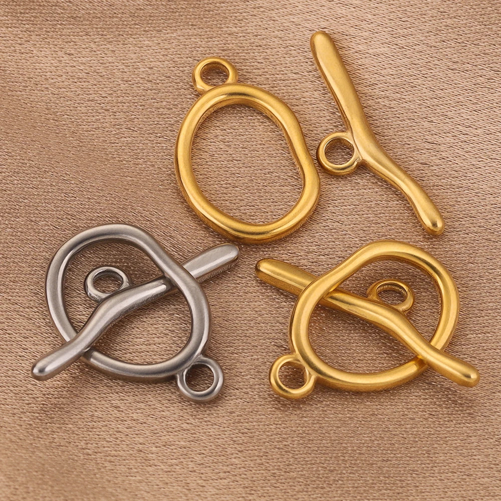 Stainless Steel Curved Gold Plated OT Clasps, Toggle and Buckle Connectors, 24mm, 4sets