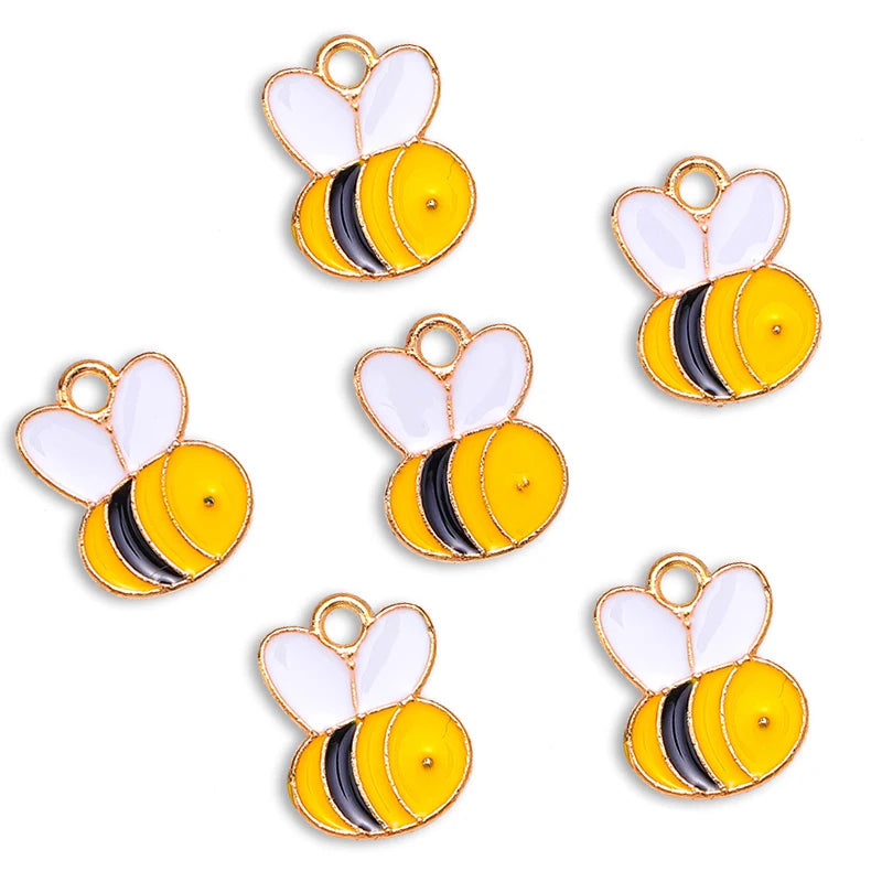 Enamel Bee Pendant Charms, 10Pcs 22*17mm