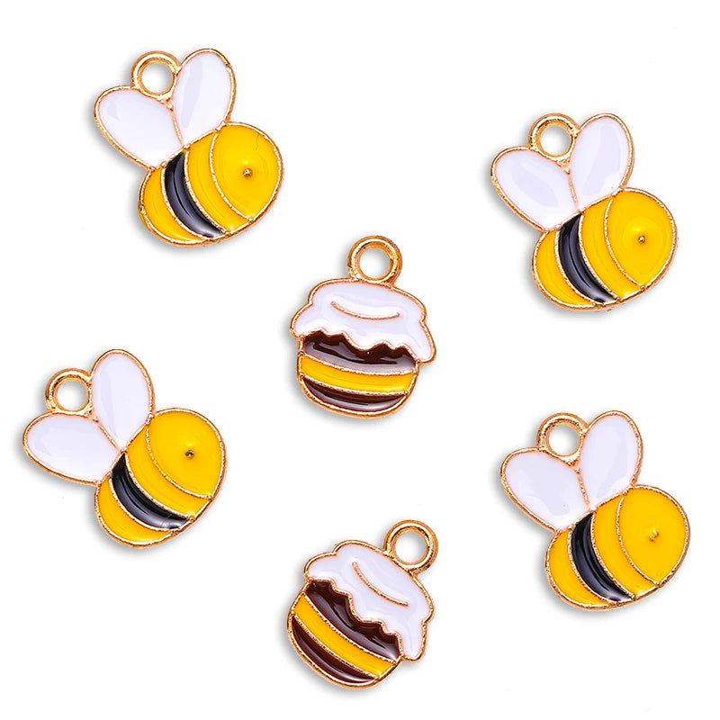 Enamel Bee Pendant Charms, 10Pcs 22*17mm