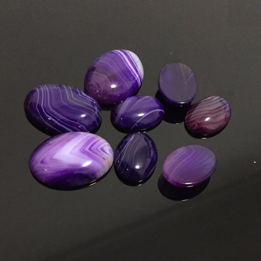 Purple Lace Agate Oval Cabochons, 13x18/18x25mm