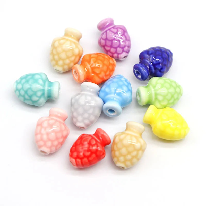 Hand-made Strawberry Ceramic Beads 14x10.5mm Multicolor Porcelain