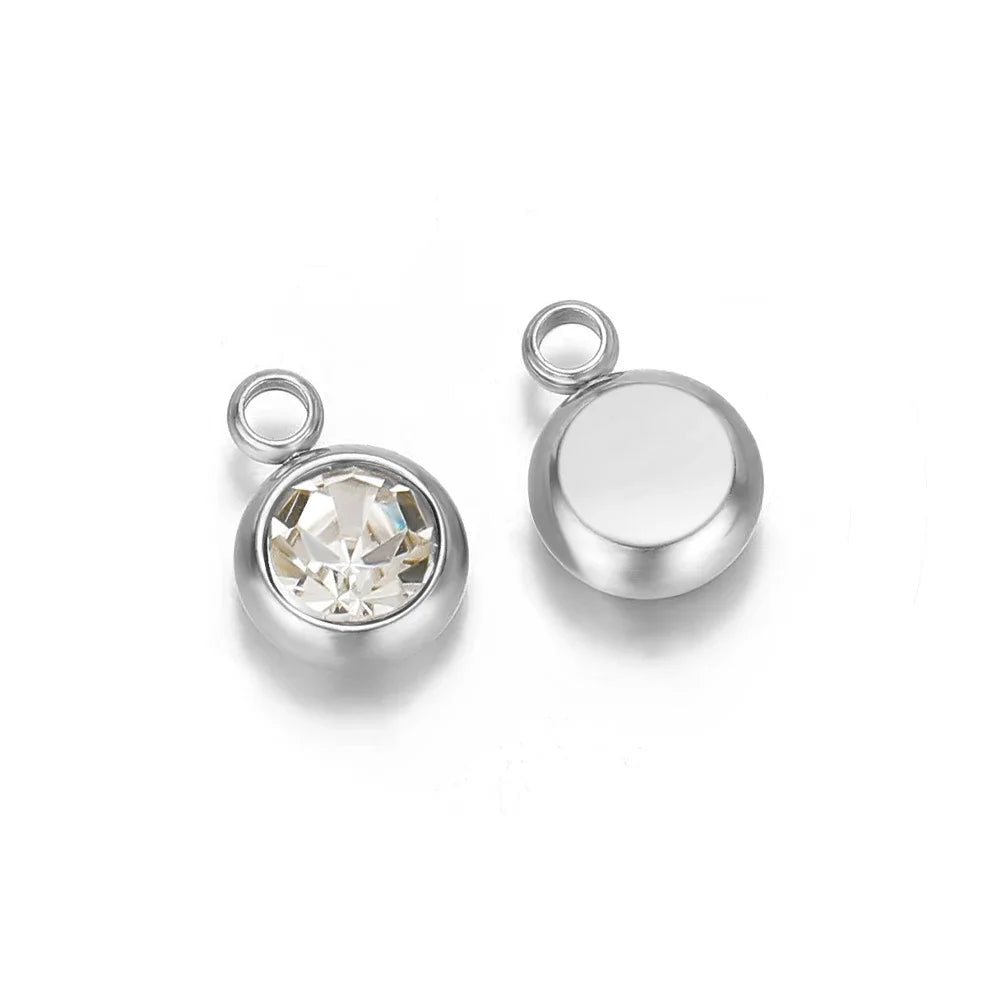 Zirconia Birthstone Pendants, 6mm, 20pcs