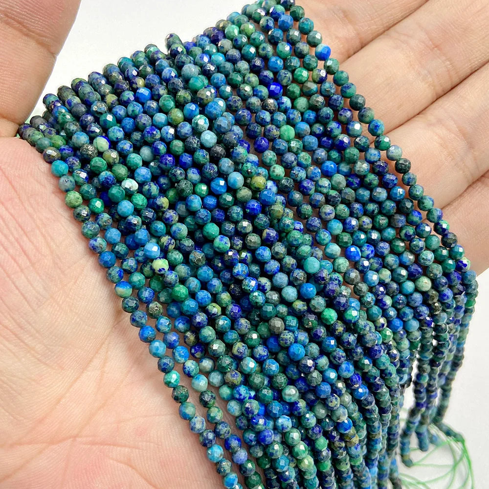 Ocean Gemstone Beads, Tiny Natural Blue Aquamarine, Amazonite, Apatite, Lapis, Turquoise Accents 2 3 4 mm