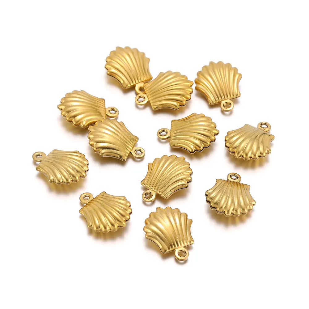 Sea Shell Hollow Charms 20Pcs, Stainless Steel