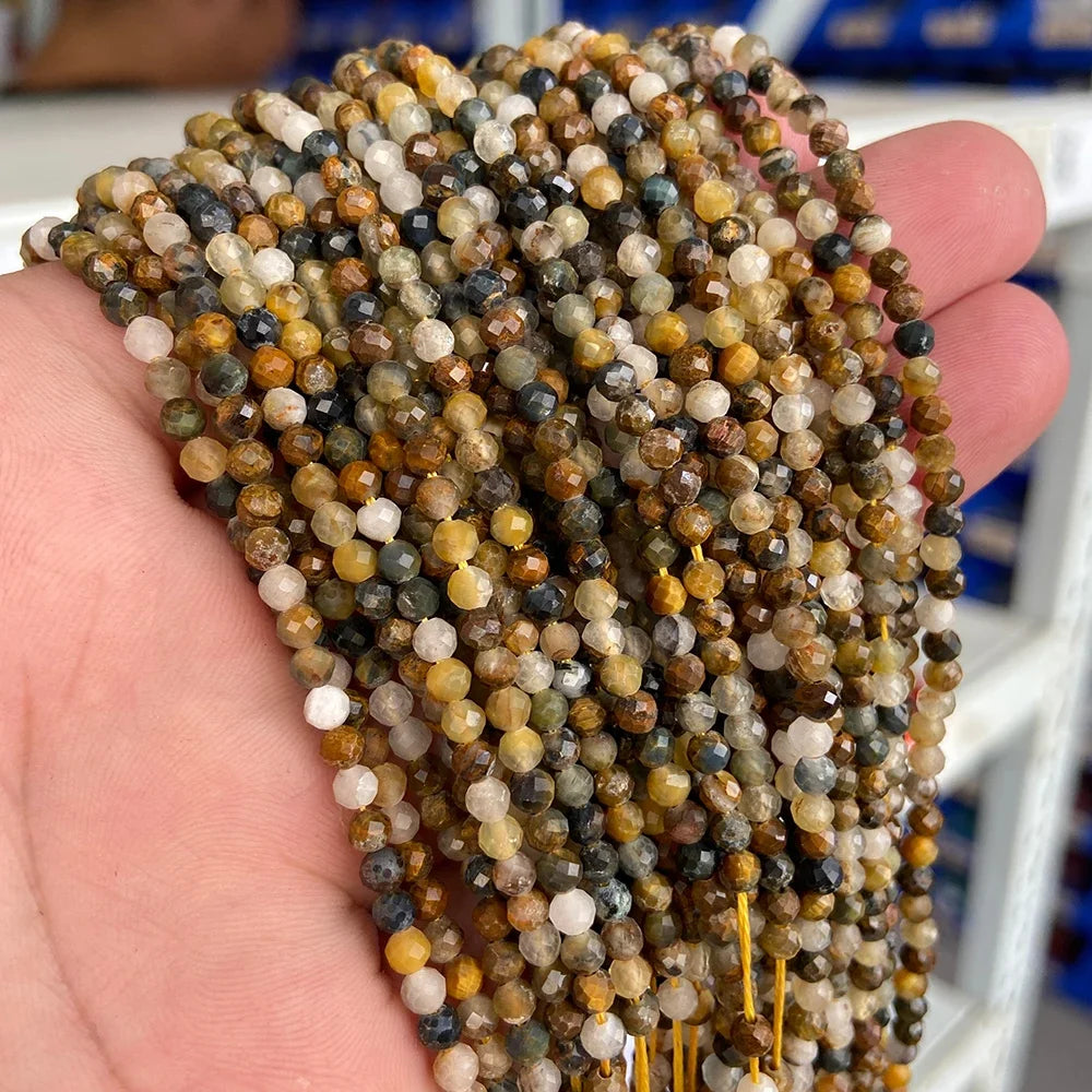 Natural Gemstone Beads in Yellow + Orange,  2 3 4 MM, 15"