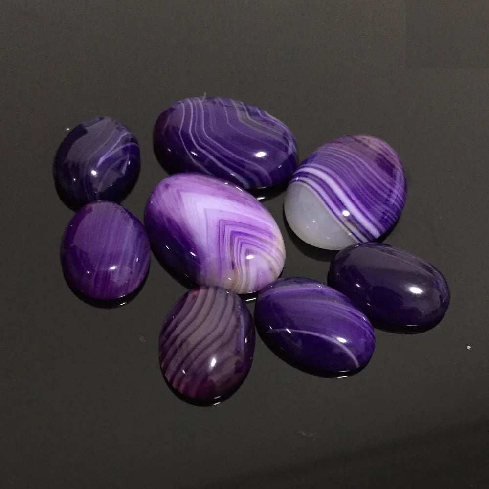 Purple Lace Agate Oval Cabochons, 13x18/18x25mm