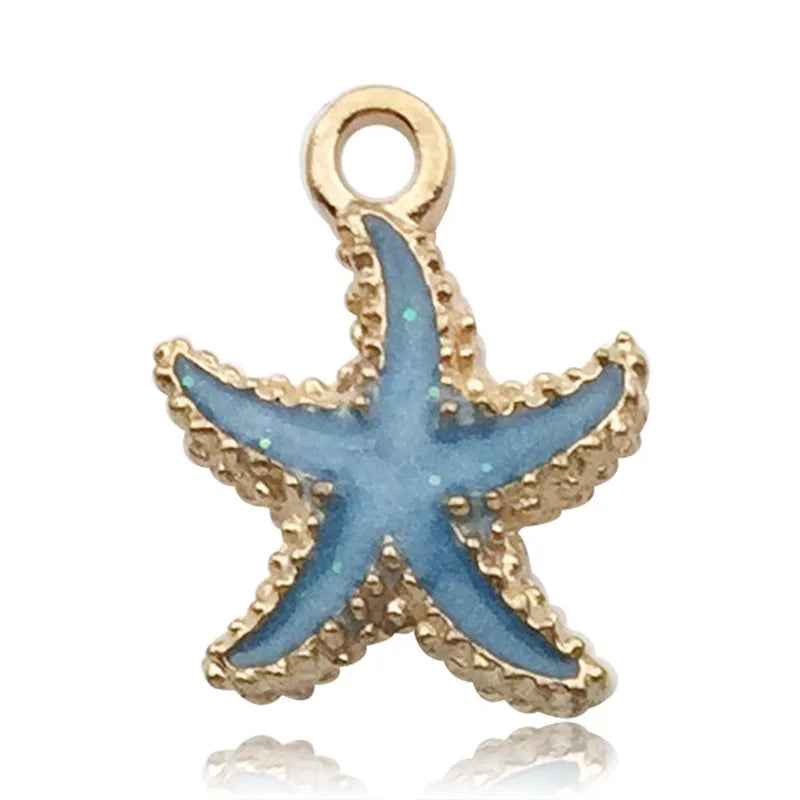 Underwater Enamel Charm Collection, Starfish & Shells, 10pcs