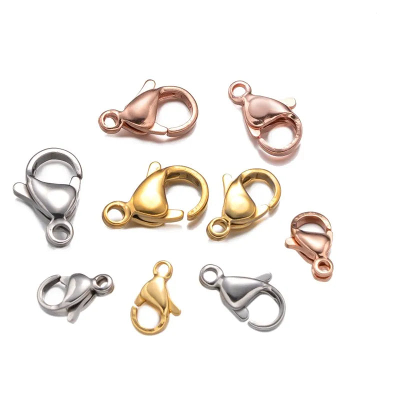 Black Stainless Steel Lobster Claw Clasps, 20pcs