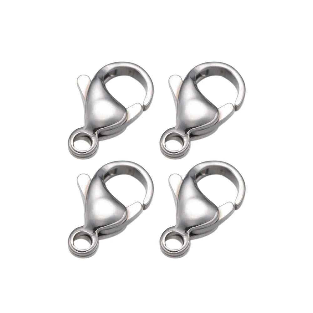 Black Stainless Steel Lobster Claw Clasps, 20pcs