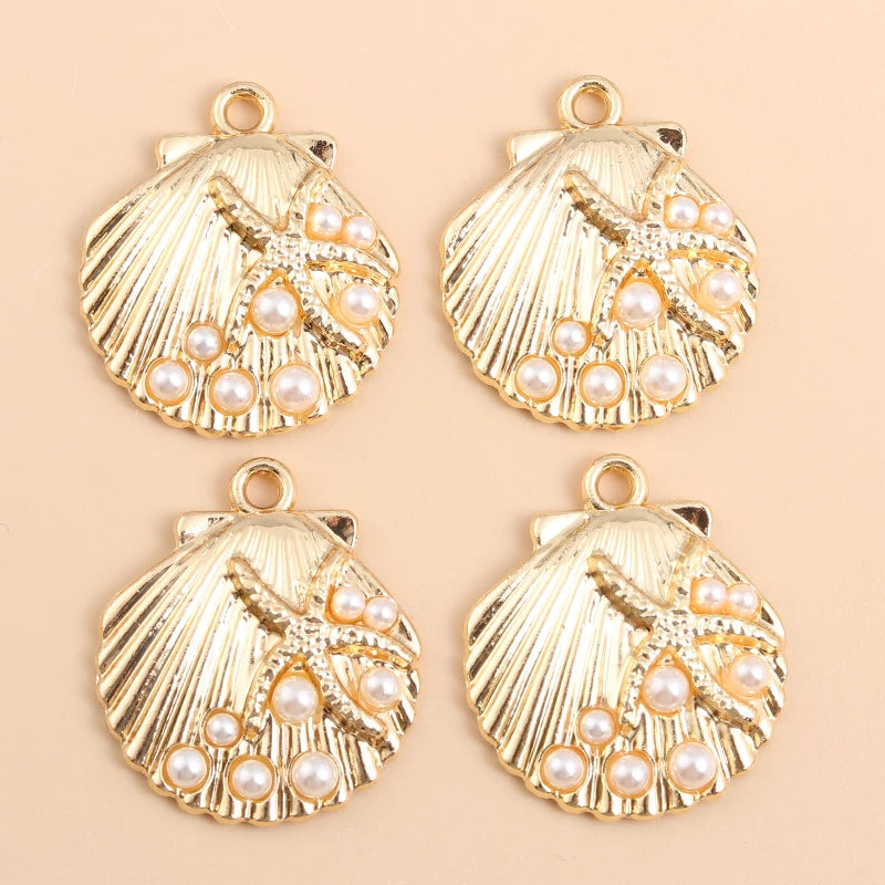 Pearl Shell Enamel Charms 10pcs