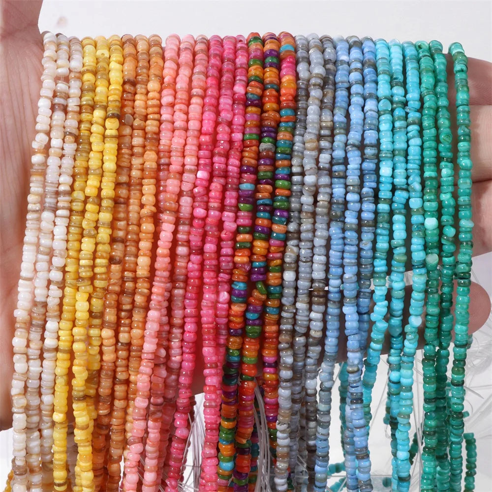 Natural Freshwater Shell Beads, 3-4mm,  Dyed Multicolors, Flat Irregular Boho Style Loose Spacers