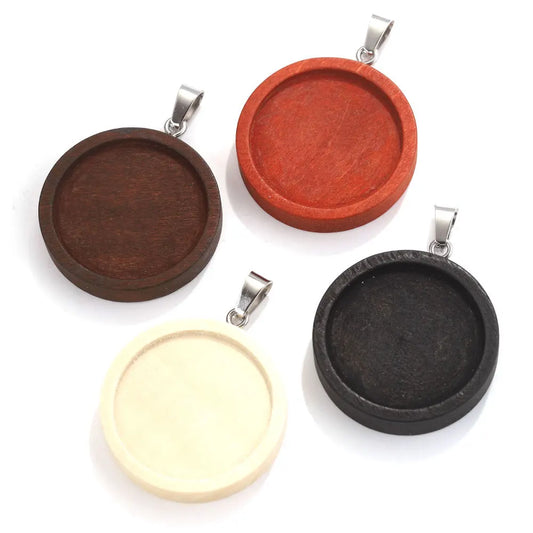 Wood Round Cabochon Base, Blank Settings, 20-25-30mm, 10pcs