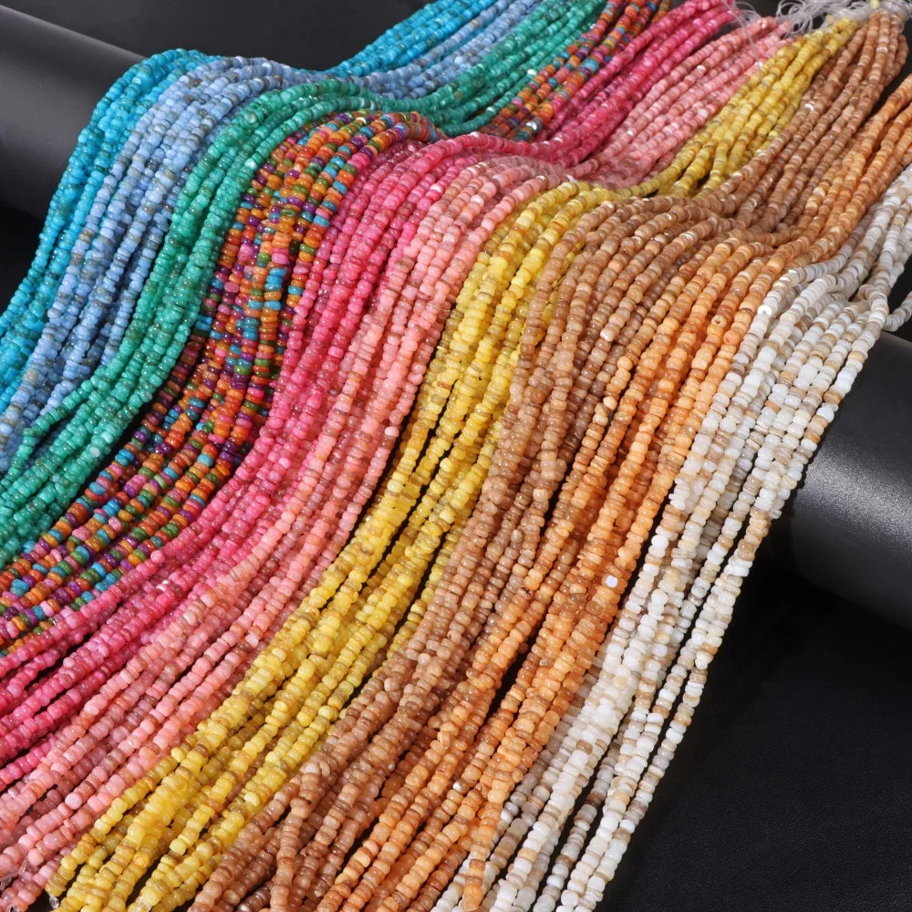 Natural Freshwater Shell Beads, 3-4mm,  Dyed Multicolors, Flat Irregular Boho Style Loose Spacers