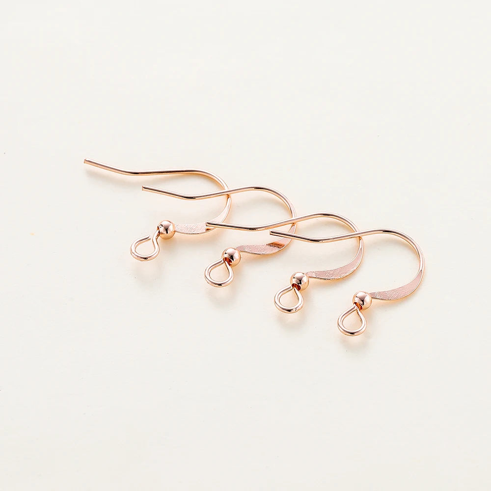 18K Gold Plated Flat Earring Hooks, Brass Earring Wires, 20Pcs