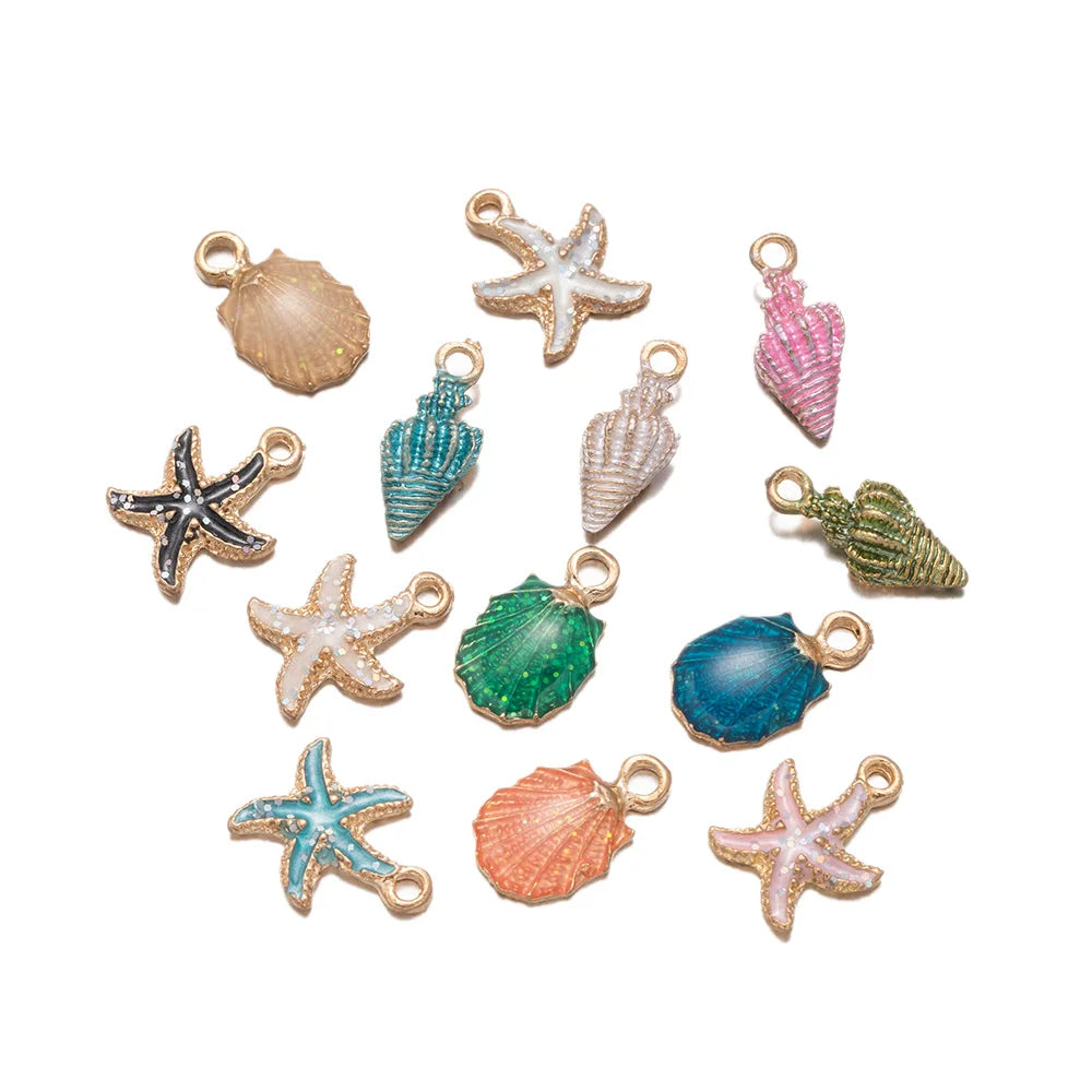 Seaside Seashell & Starfish Charms 10pcs