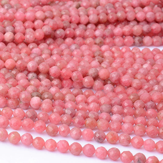 Natural Brazil Pink Rhodonite Faceted Round Beads 5.5mm