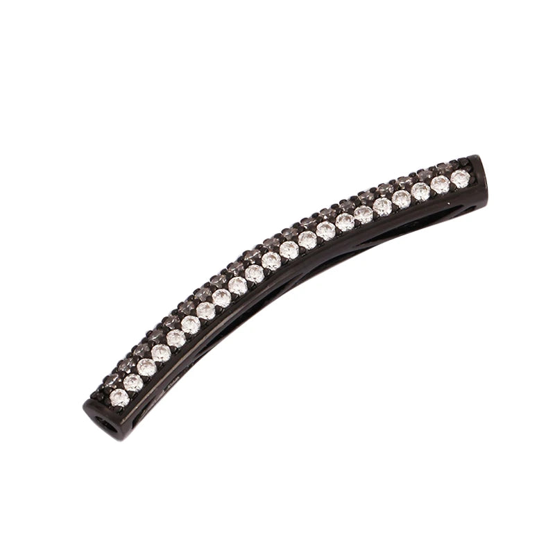 Micro Pave CZ Curved Tube Beads