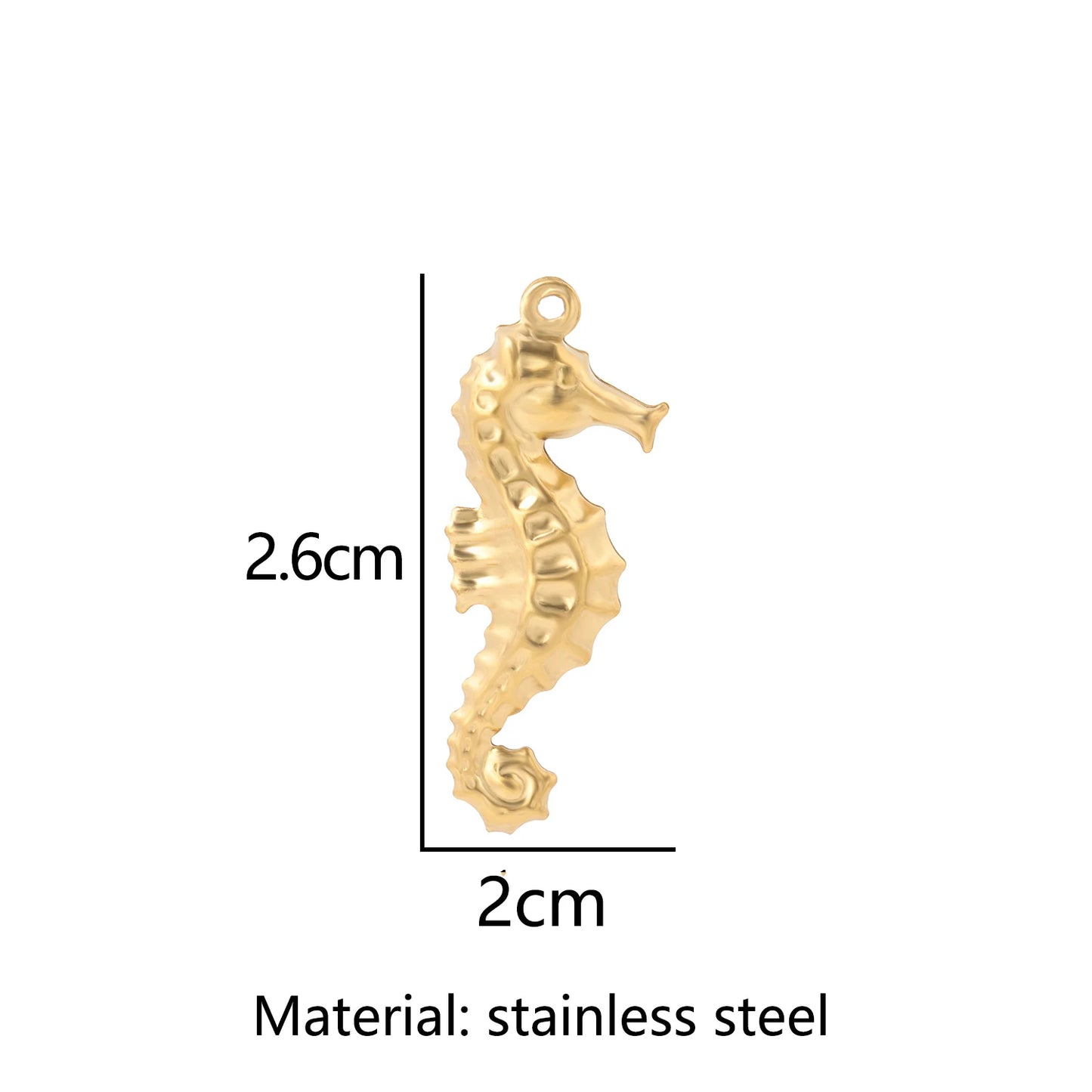 Seahorse Pendants, Stainless Steel , Gold or Silver 5pcs