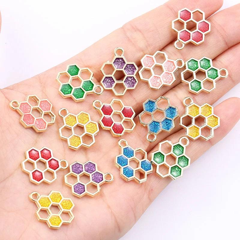 Enamel Bee Pendant Charms, 10Pcs 22*17mm