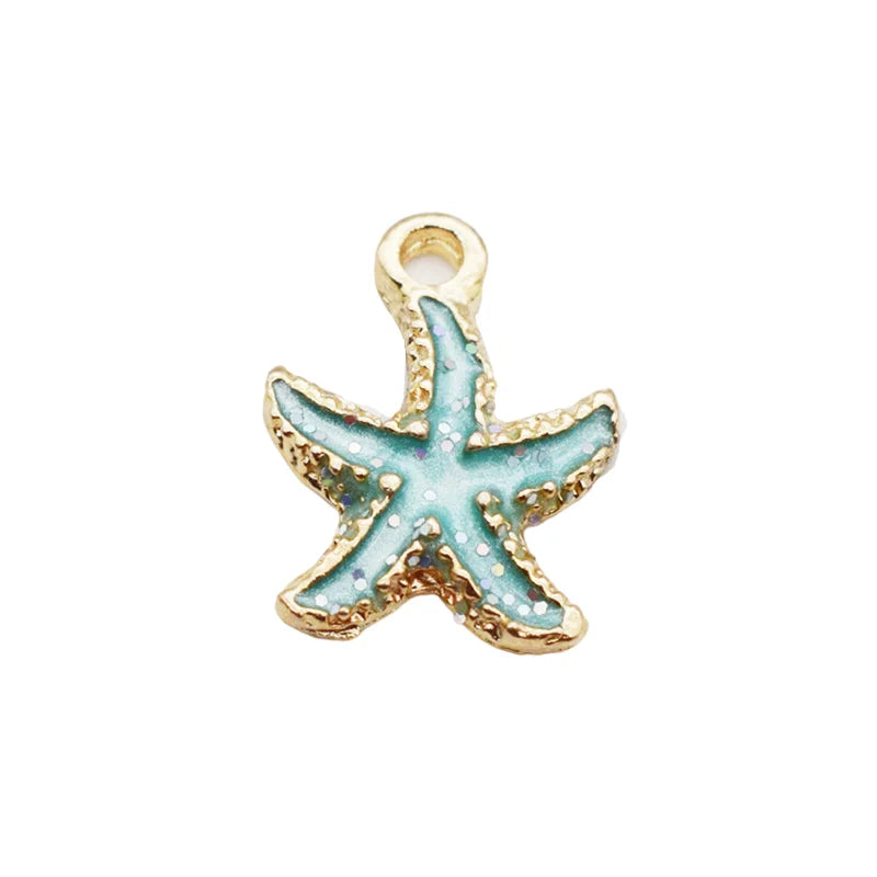 Sea Shells & Starfish Enamel Charm Collection, 10pcs