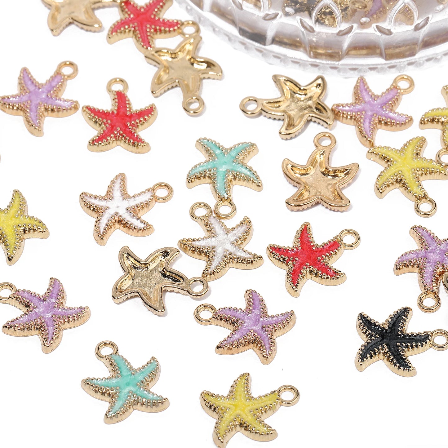 Wonders of The Sea Charm Collection, 10pc,  Pearl Shell, Starfish, Flower, Whale