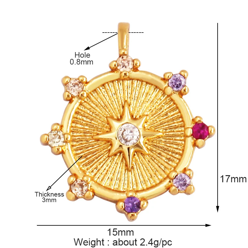 Celestial 18K Gold Inlaid Cubic Zirconia Charm Collection